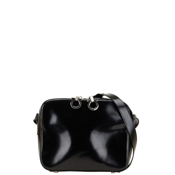 Salvatore Ferragamo Gancini Shoulder Bag in Black Patent Leather for Women